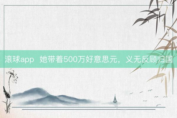 滚球app  她带着500万好意思元，义无反顾归国