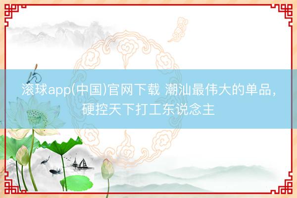 滚球app(中国)官网下载 潮汕最伟大的单品，硬控天下打工东说念主