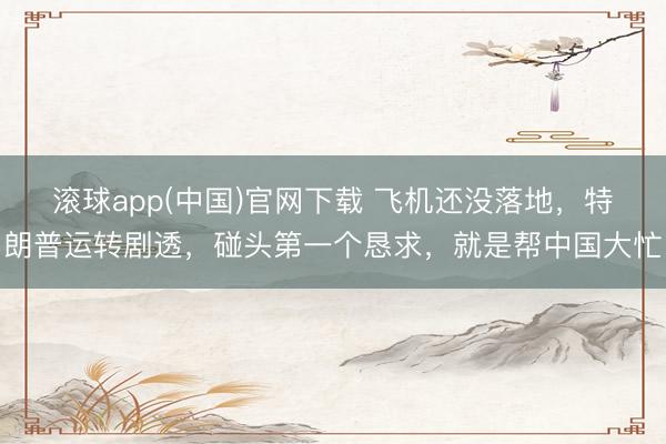 滚球app(中国)官网下载 飞机还没落地，特朗普运转剧透，碰头第一个恳求，就是帮中国大忙