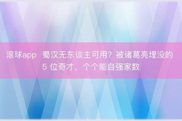 滚球app  蜀汉无东谈主可用？被诸葛亮埋没的 5 位奇才，个个能自强家数
