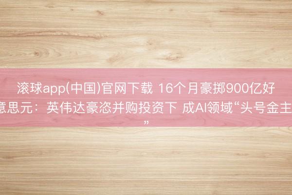滚球app(中国)官网下载 16个月豪掷900亿好意思元：英伟达豪恣并购投资下 成AI领域“头号金主”