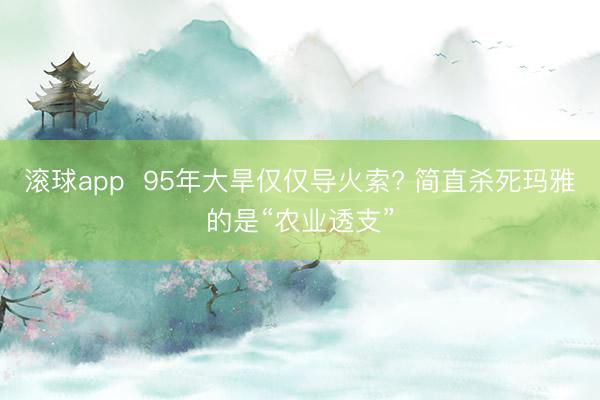 滚球app  95年大旱仅仅导火索? 简直杀死玛雅的是“农业透支”