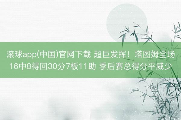 滚球app(中国)官网下载 超巨发挥！塔图姆全场16中8得回30分7板11助 季后赛总得分平威少