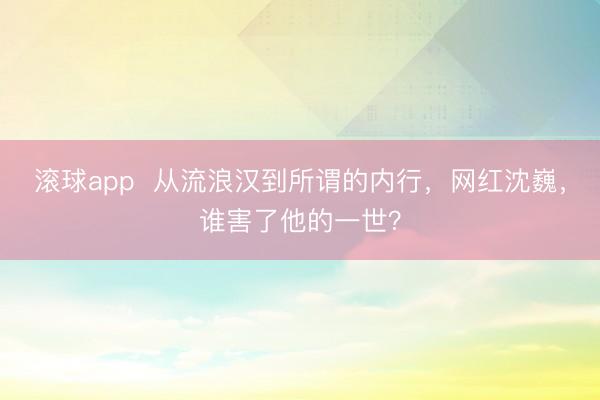 滚球app  从流浪汉到所谓的内行，网红沈巍，谁害了他的一世？