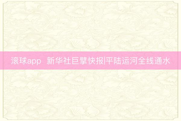 滚球app  新华社巨擘快报|平陆运河全线通水