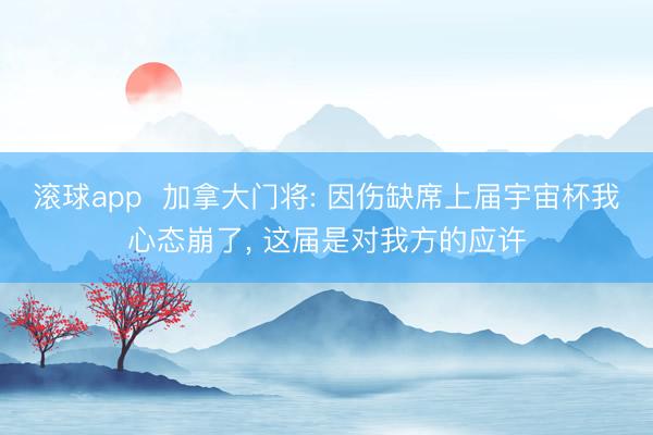 滚球app  加拿大门将: 因伤缺席上届宇宙杯我心态崩了, 这届是对我方的应许