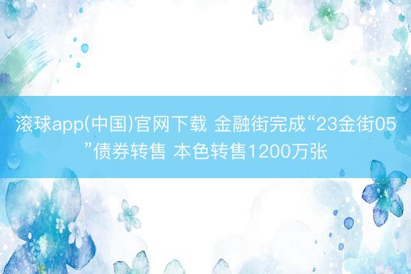 滚球app(中国)官网下载 金融街完成“23金街05”债券转售 本色转售1200万张
