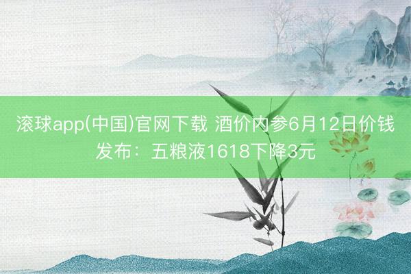滚球app(中国)官网下载 酒价内参6月12日价钱发布：五粮液1618下降3元