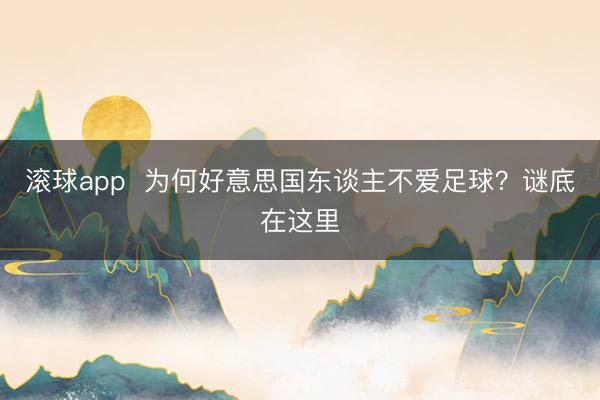 滚球app  为何好意思国东谈主不爱足球？谜底在这里