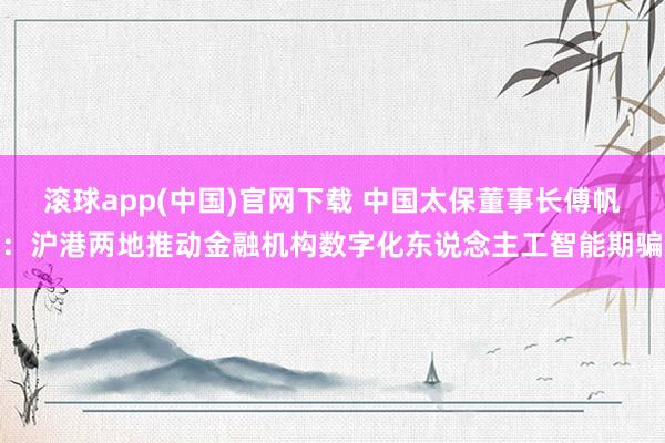 滚球app(中国)官网下载 中国太保董事长傅帆：沪港两地推动金融机构数字化东说念主工智能期骗