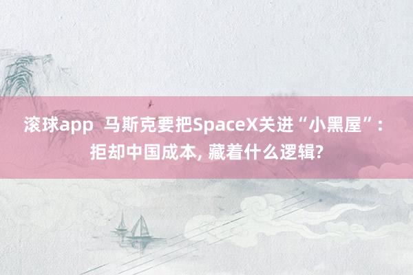 滚球app  马斯克要把SpaceX关进“小黑屋”: 拒却中国成本， 藏着什么逻辑?